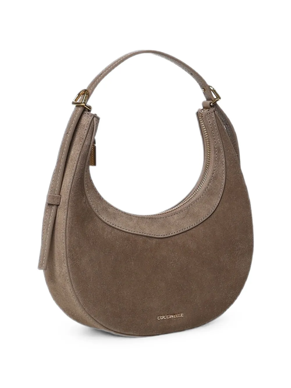 Coccinelle Whisper suède halvemaanvormige mini-shopper Bruin