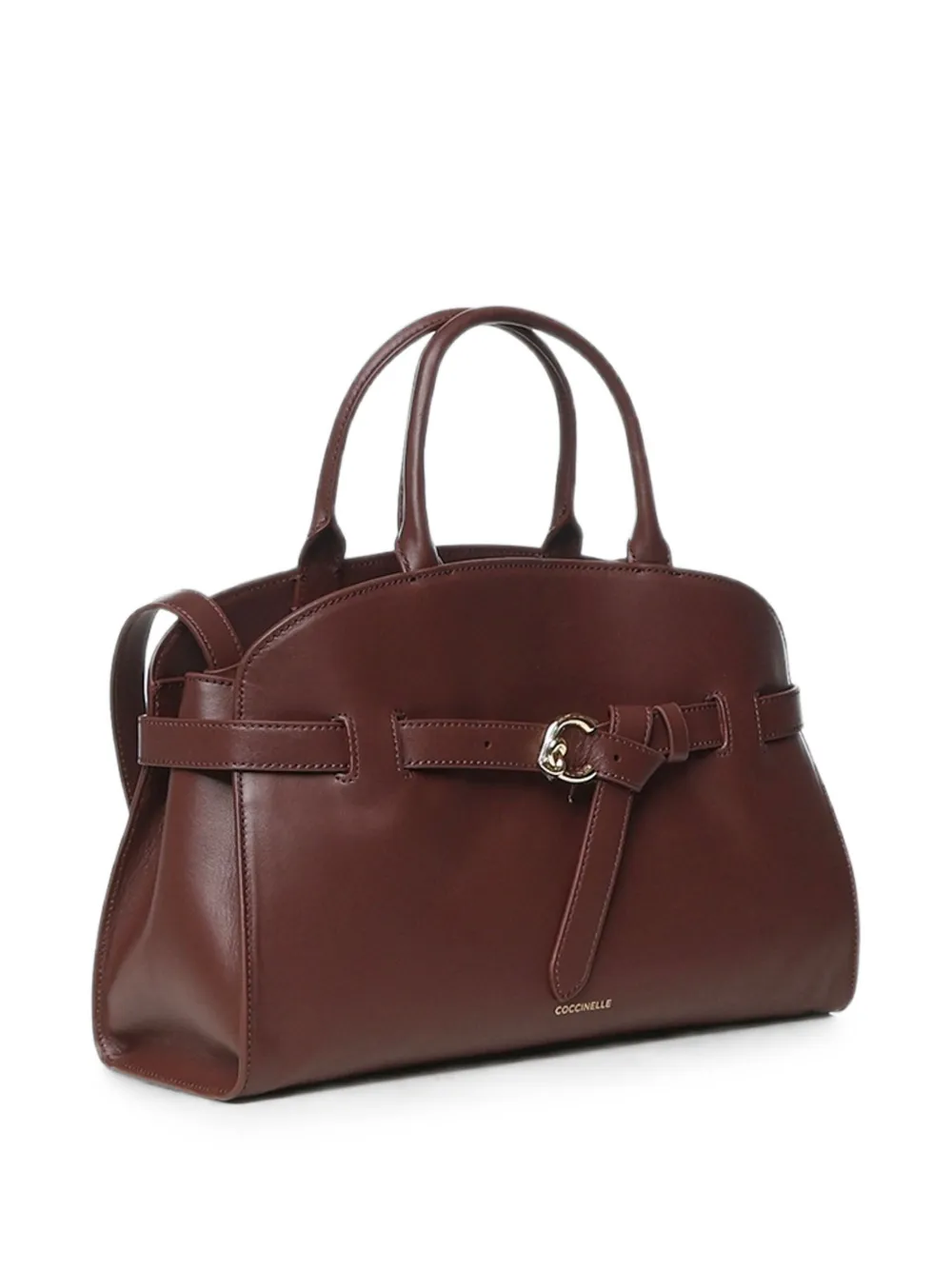 Coccinelle Medium leren shopper met gespdetail Bruin
