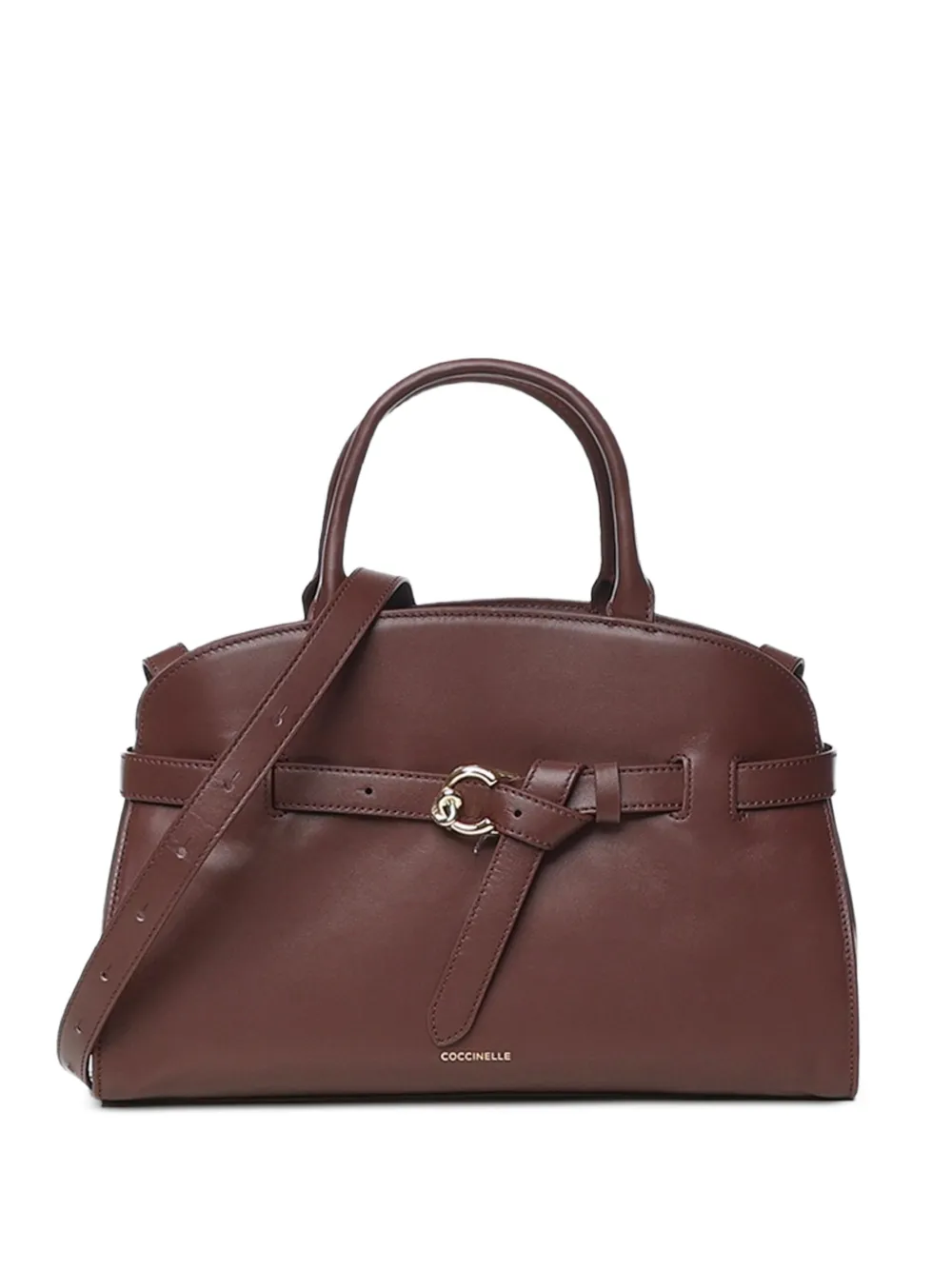 Coccinelle Medium leren shopper met gespdetail Bruin