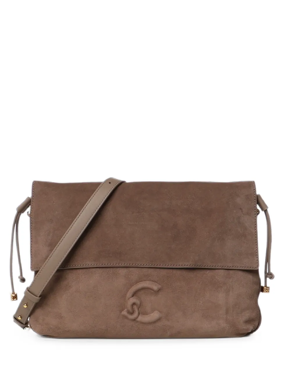Coccinelle Small Lidia Suede Logo-embossed Shoulder Bag In Brown