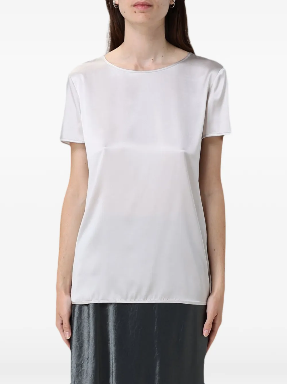 Max Mara short-sleeve satin T-shirt - Grigio