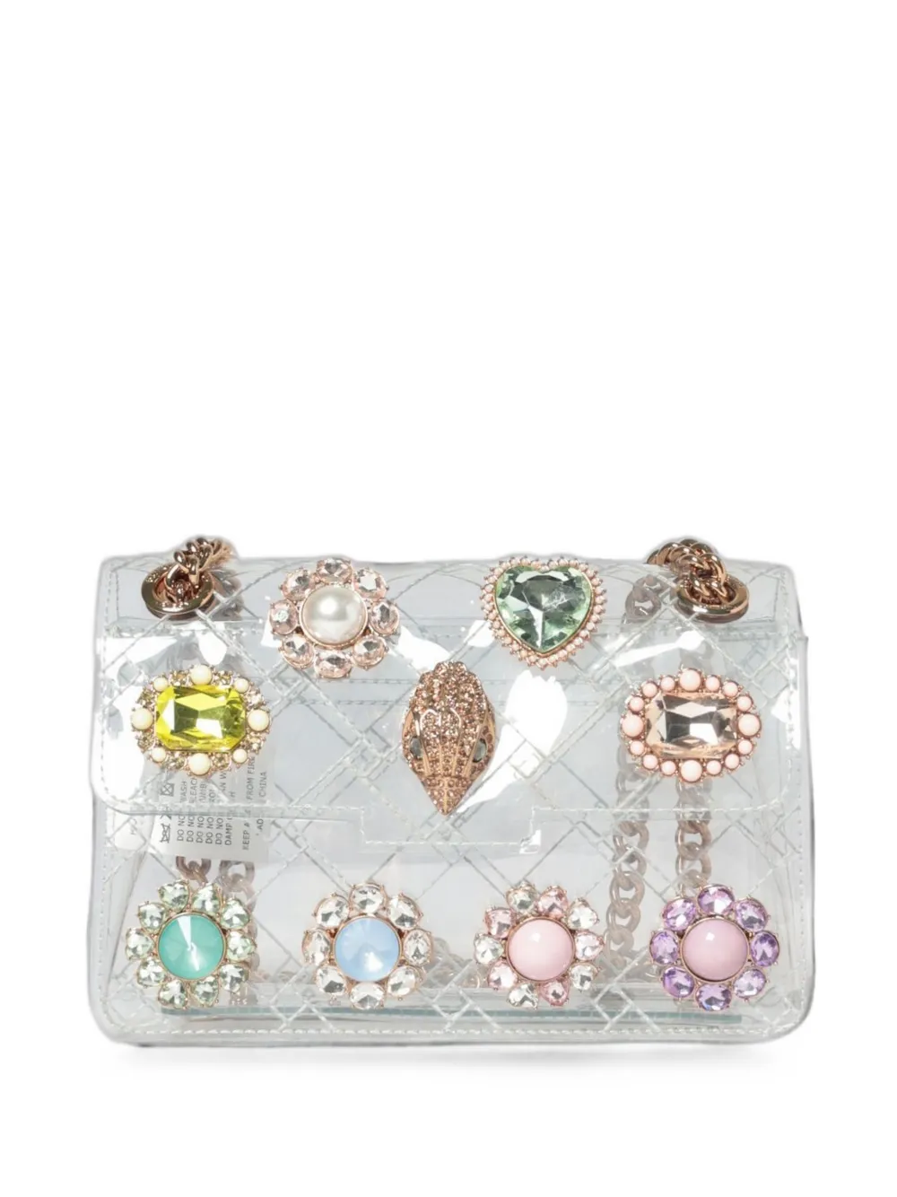 Kurt Geiger London crystal-embellished quilted shoulder bag - Bianco