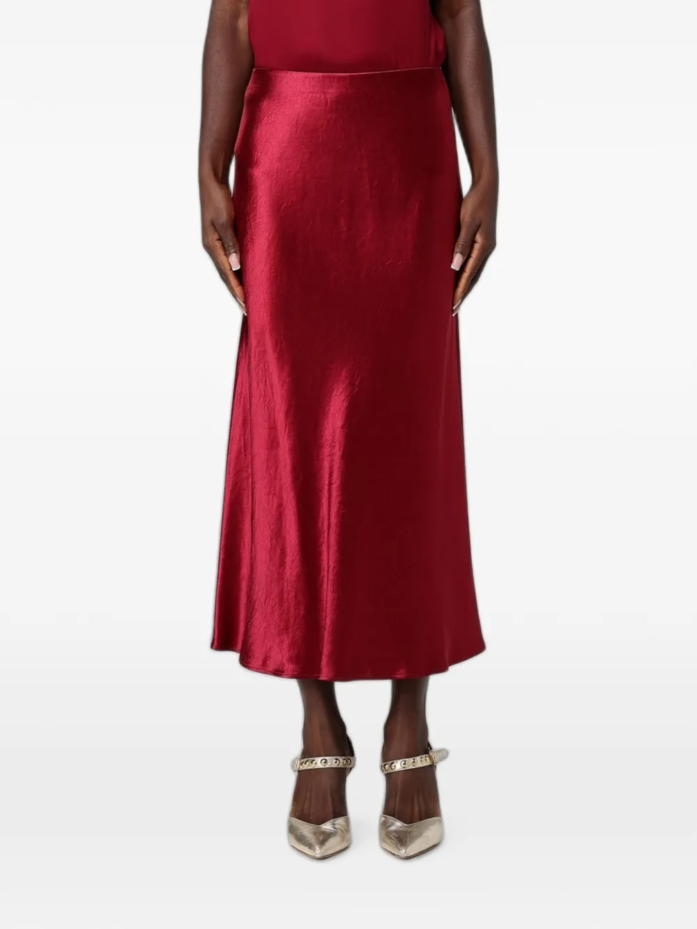 Max Mara satin-finish silk midi skirt - Rosso