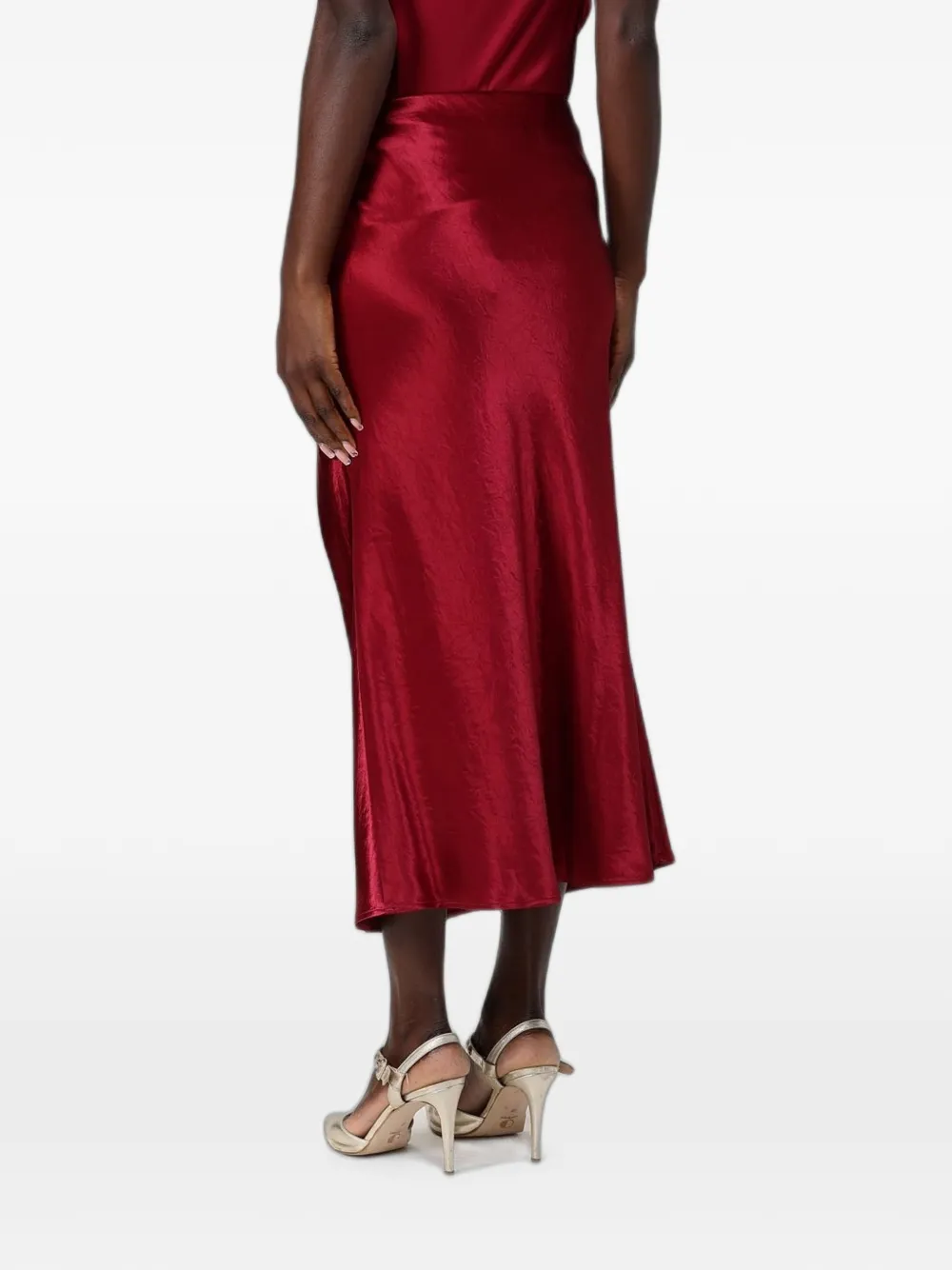 Max Mara Midi-rok met satijnen afwerking Rood