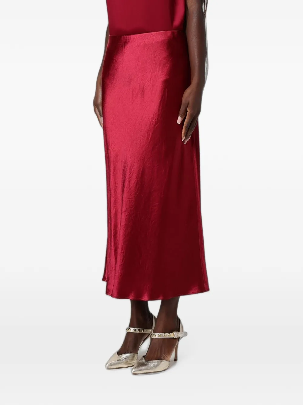 Max Mara Midi-rok met satijnen afwerking Rood