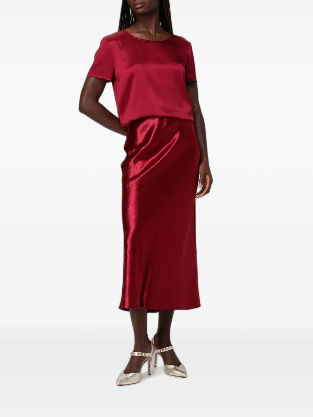 Max Mara Midi-rok met satijnen afwerking Rood
