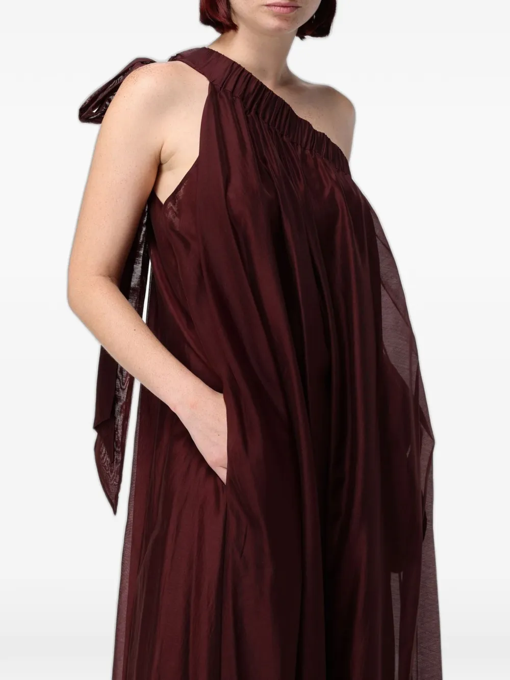 MeimeiJ one-shoulder pleated maxi dress - Rosso