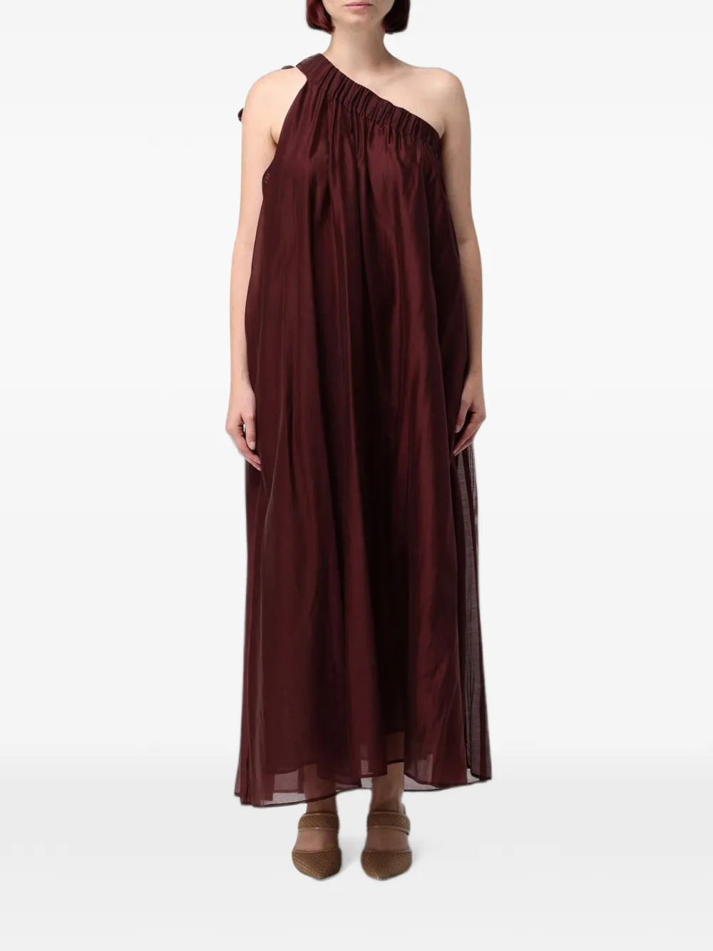 MeimeiJ one-shoulder pleated maxi dress - Rosso