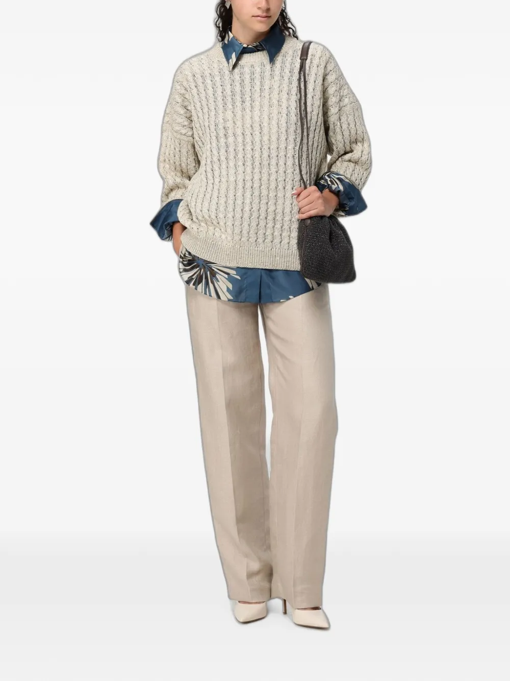 Brunello Cucinelli Straight broek verfraaid met monile Beige