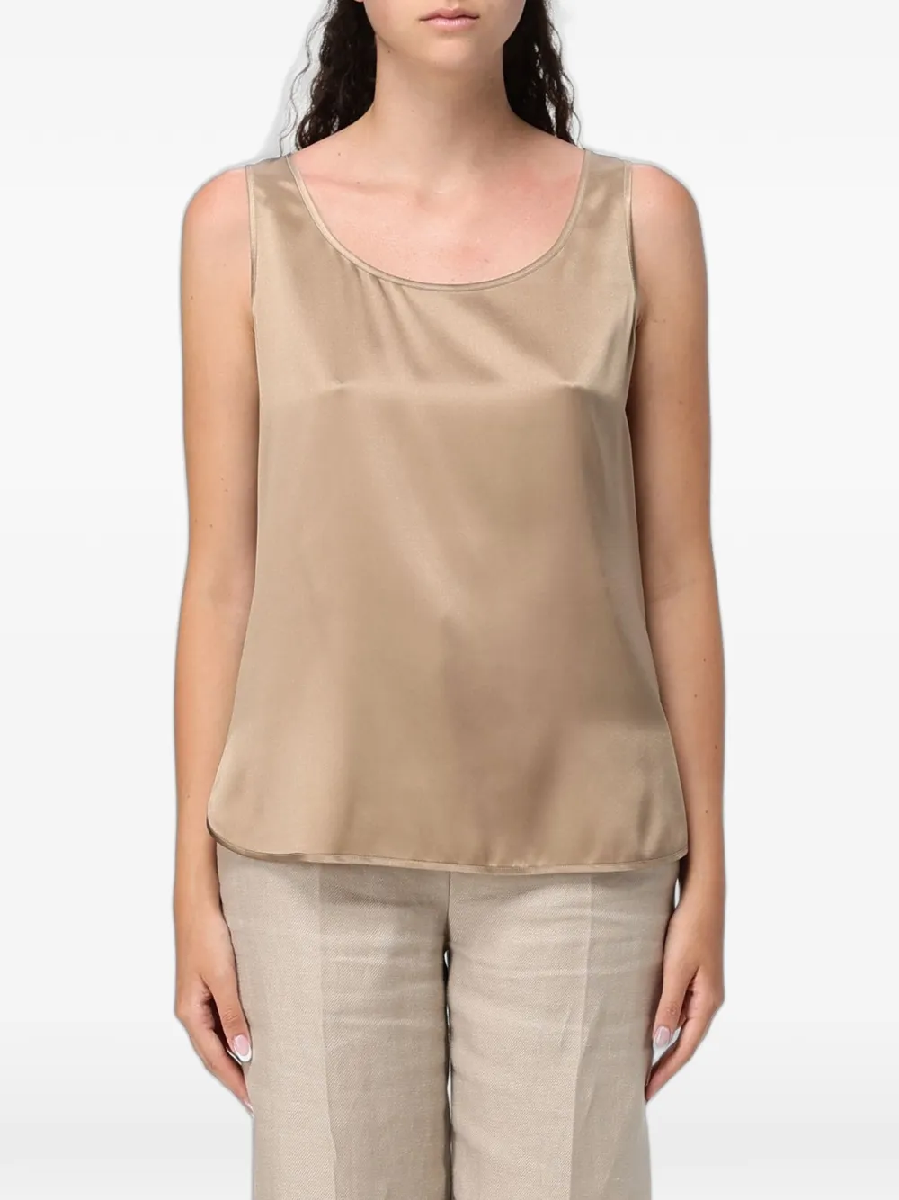 Max Mara satin-finish sleeveless top - Toni neutri