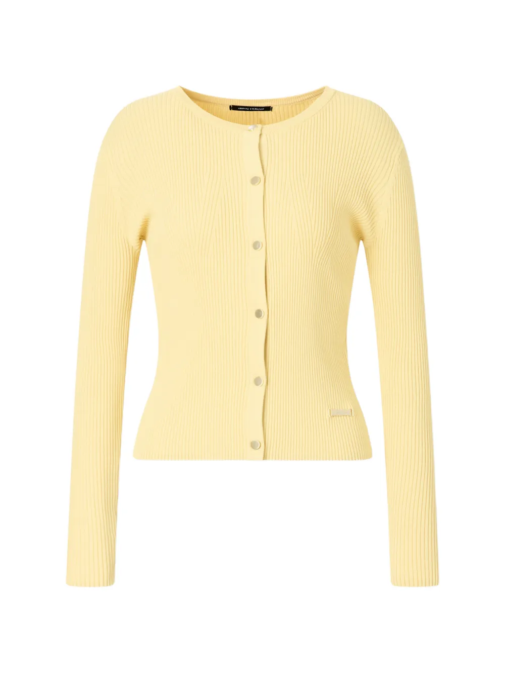 Armani Exchange Gerippter Cardigan mit Logo-Schild - Gelb