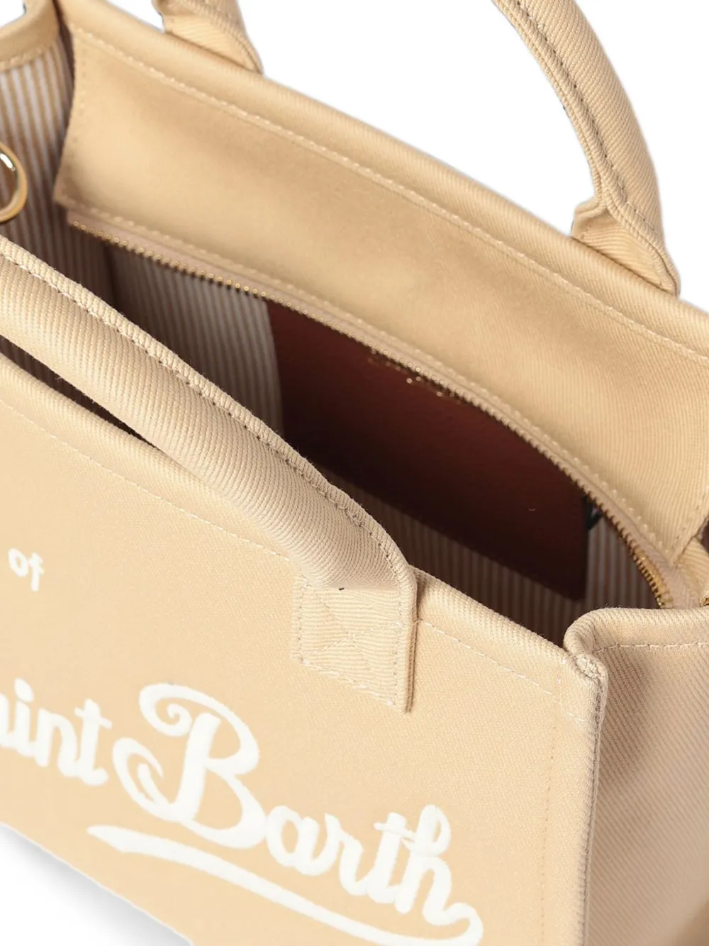 MC2 Saint Barth Kalfsleren shopper met geborduurd logo Beige