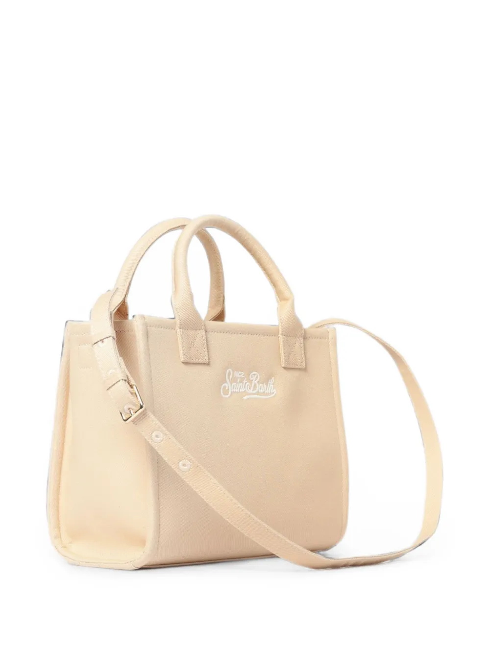 MC2 Saint Barth Kalfsleren shopper met geborduurd logo Beige