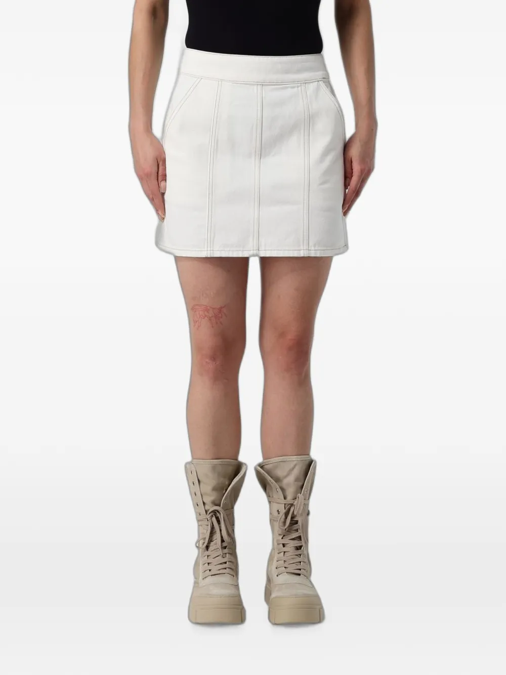 Armani Exchange panelled denim mini skirt - Bianco