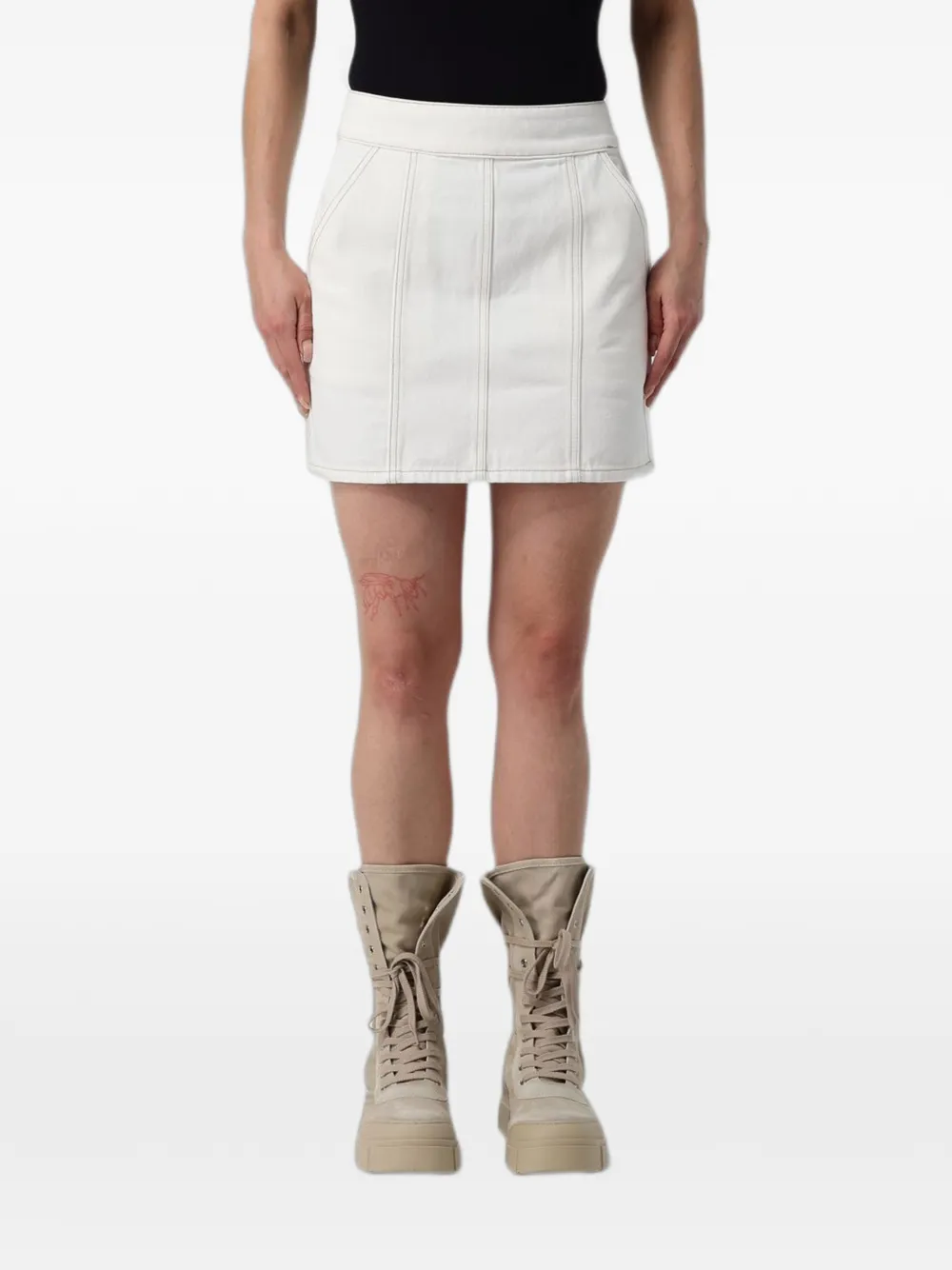 Armani Exchange panelled denim mini skirt - Bianco