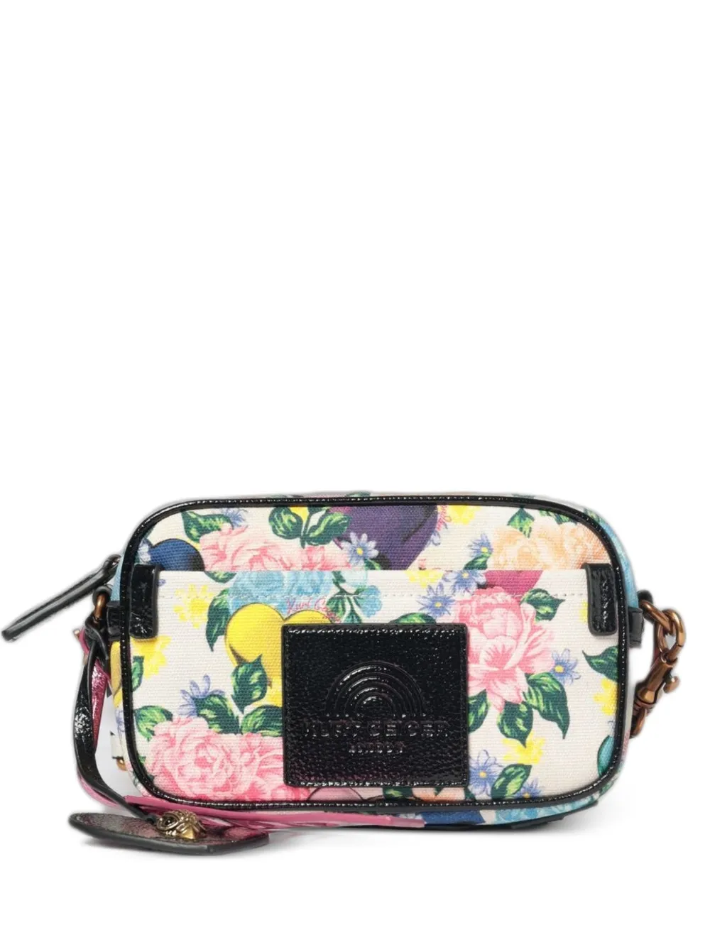 Kurt Geiger London floral-print logo-strap shoulder bag - Bianco