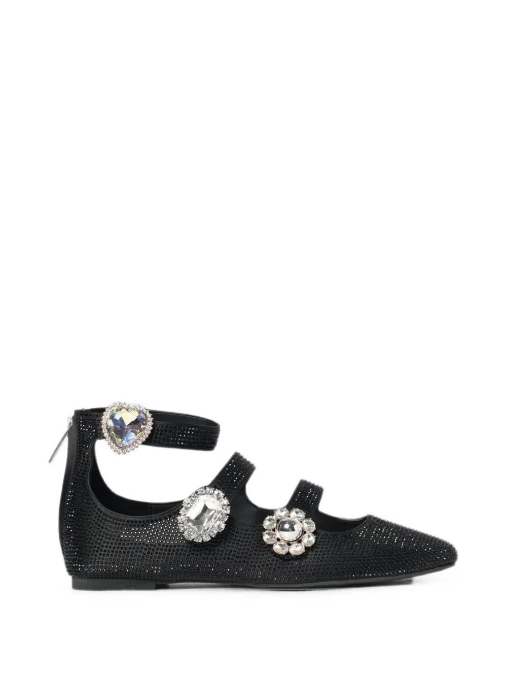 Kurt Geiger London crystal-embellished pointed-toe flat-pumps Zwart