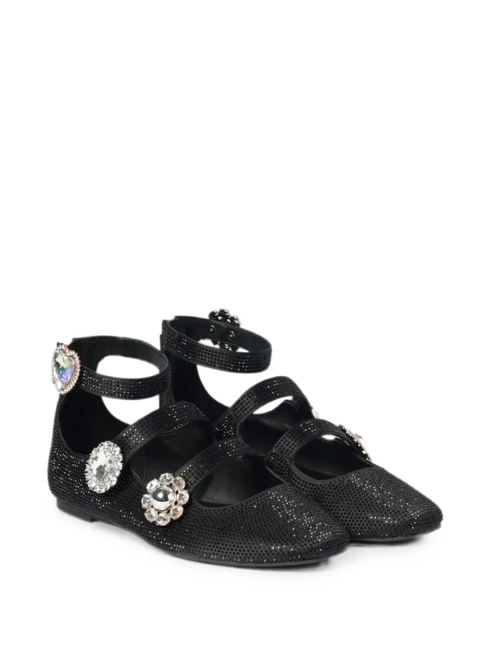 Kurt Geiger London crystal-embellished pointed-toe flat-pumps Zwart