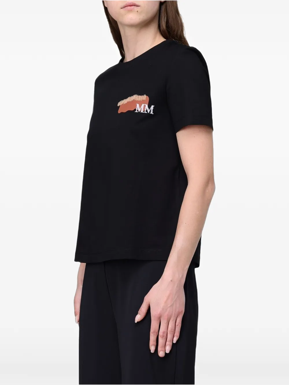 Max Mara Katoenen T-shirt met logoprint Zwart