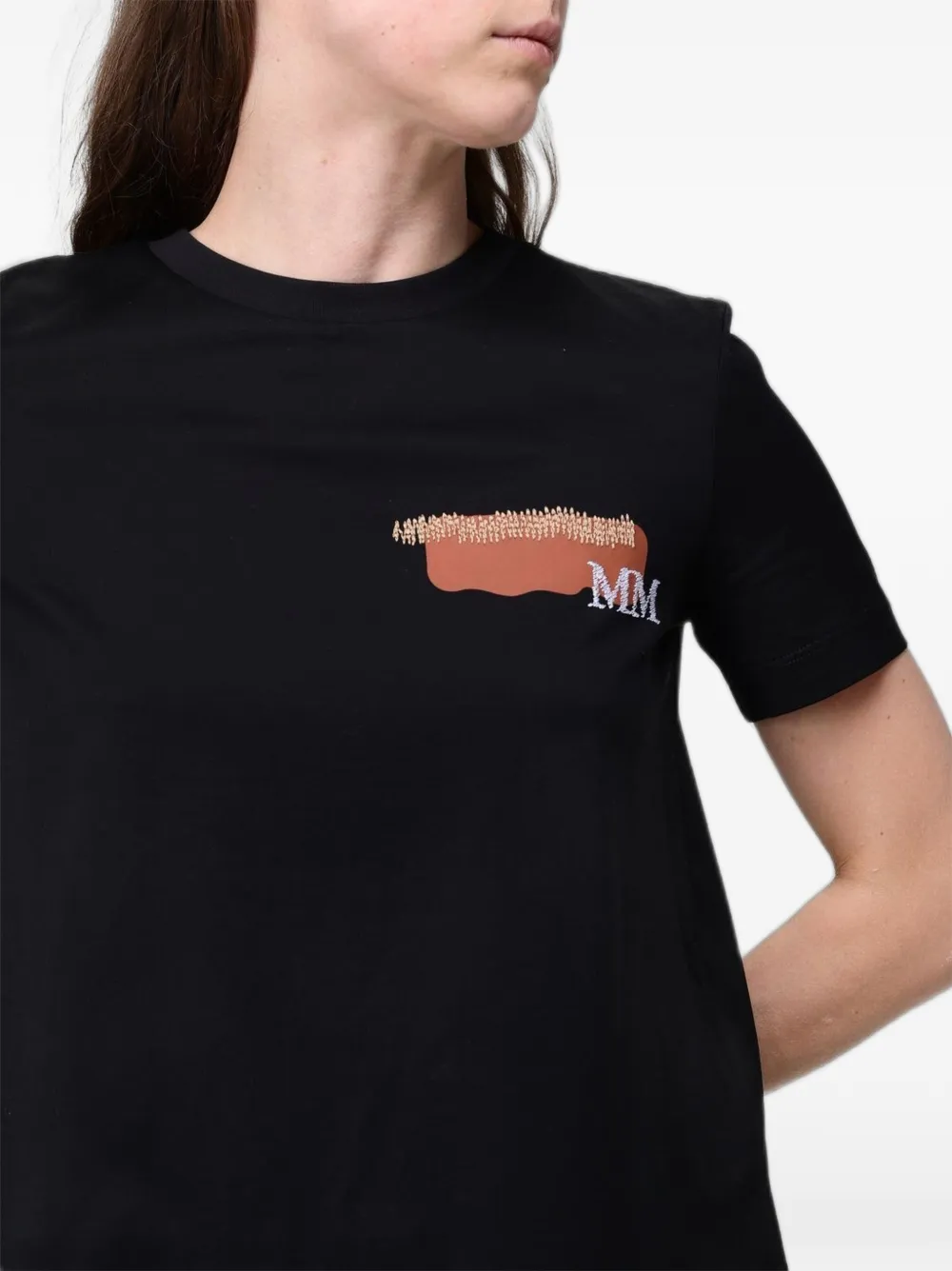 Max Mara Katoenen T-shirt met logoprint Zwart