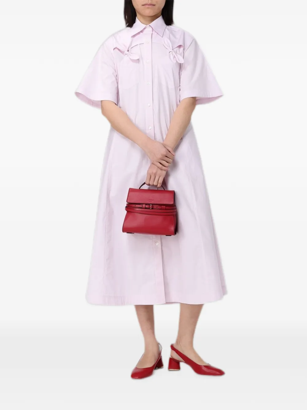 Moschino midi bow-detail shirt dress - Pink