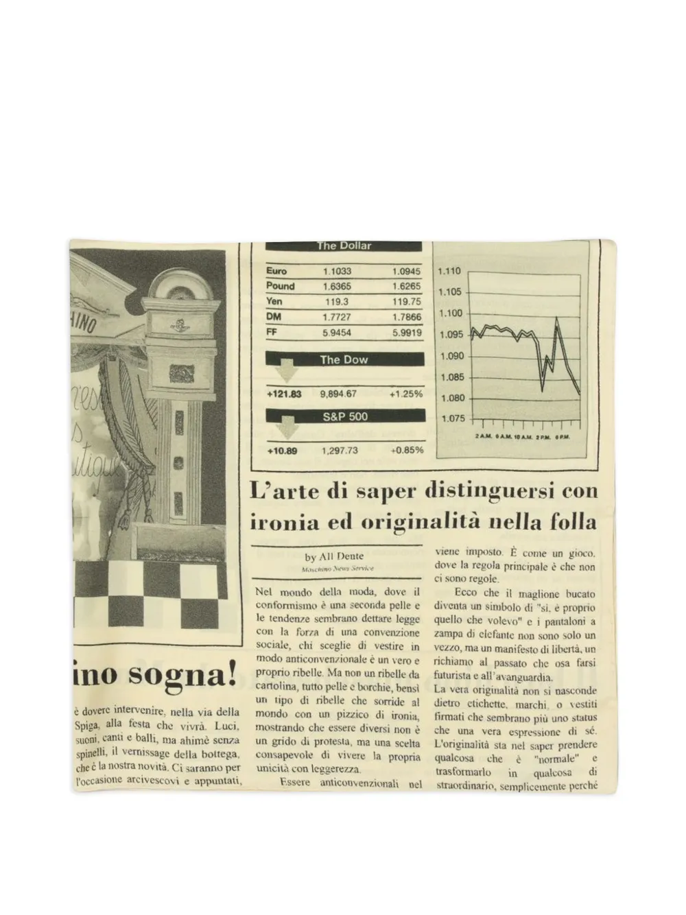 Moschino newspaper-print silk scarf - Toni neutri