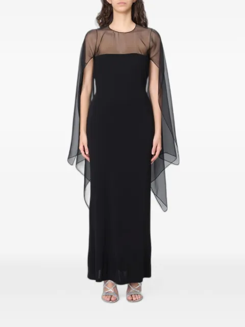 Alberta Ferretti vestido largo estilo capa con paneles traslúcidos