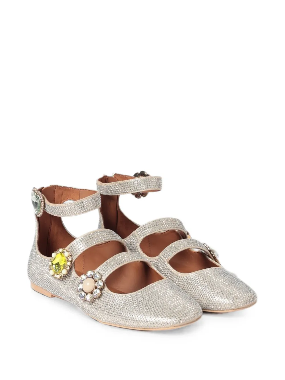 Kurt Geiger London crystal-embellished multi-strap ballet flats Zilver