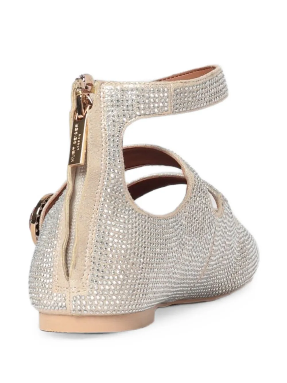 Kurt Geiger London crystal-embellished multi-strap ballet flats Zilver