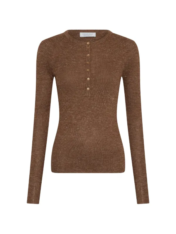 Gabriela Hearst Agnes Polo Top in Brown
