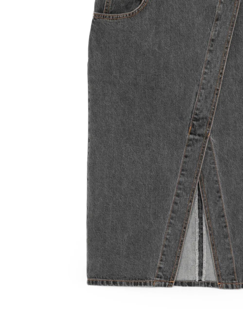 pushBUTTON Denim rok met diagonale split Grijs