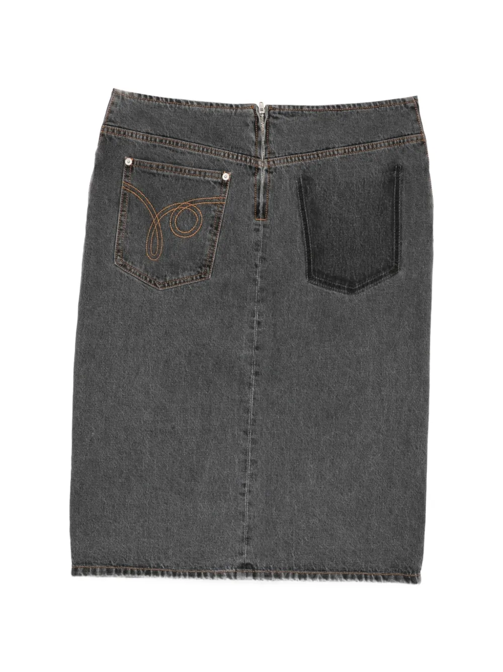 pushBUTTON Denim rok met diagonale split Grijs