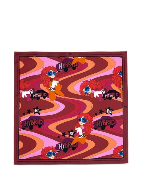 pushBUTTON graphic-print silk scarf