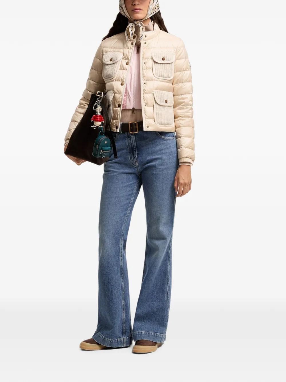 Moncler Furet jack met vlak met textuur Beige