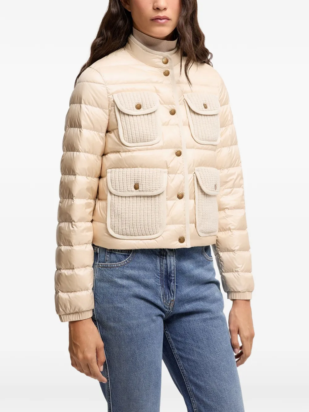 Moncler Furet jack met vlak met textuur Beige