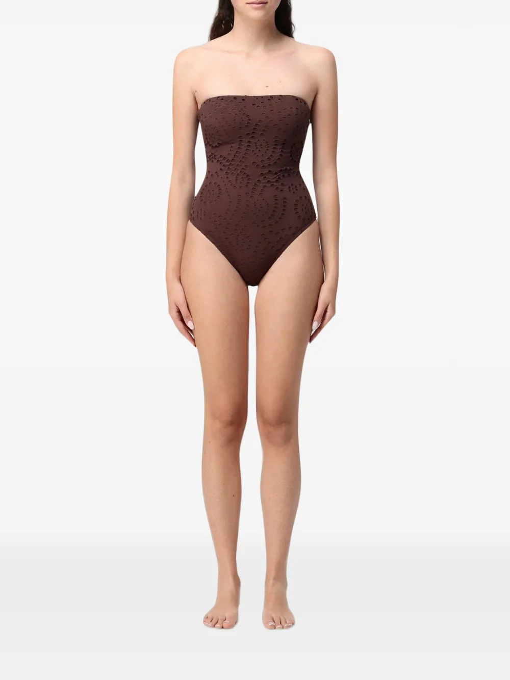 MC2 Saint Barth Broderie anglaise strapless badpak Bruin