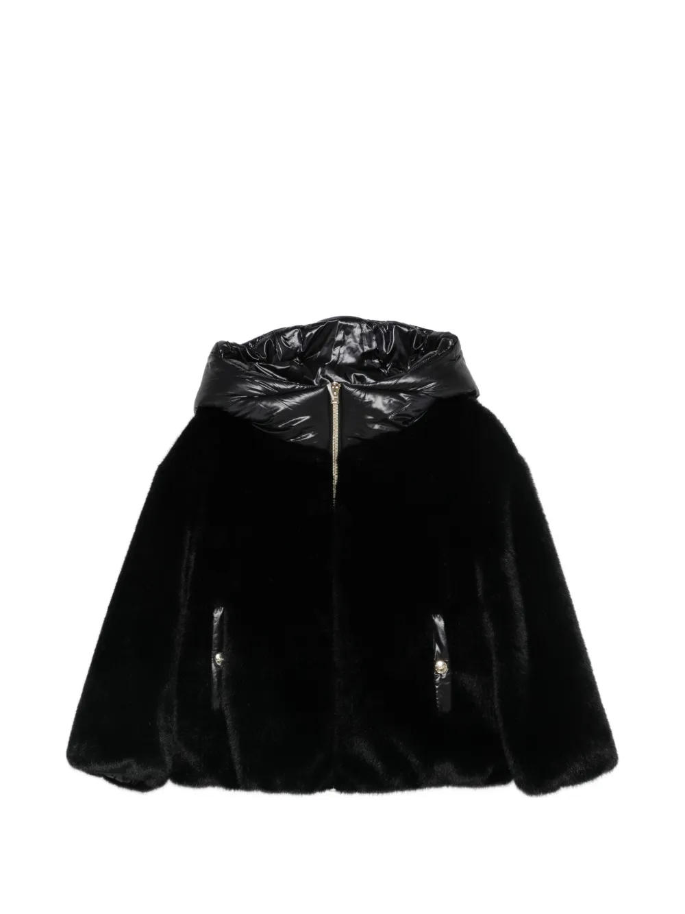 Herno Kids hooded faux-fur jacket - Nero