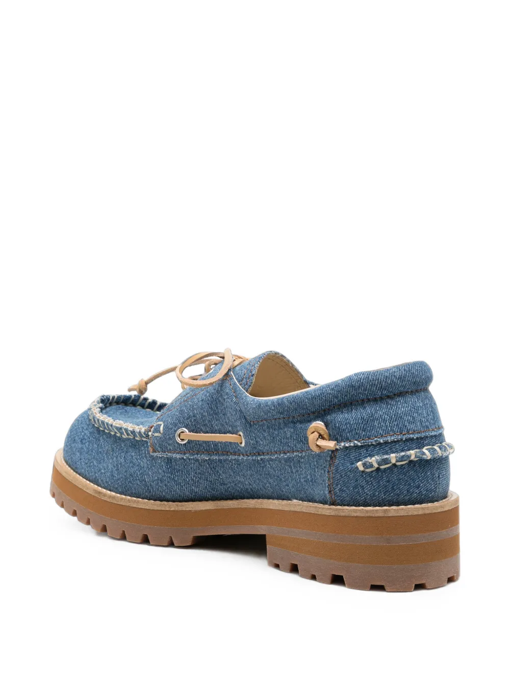 Moschino contrast-stitch denim boat shoes Blauw