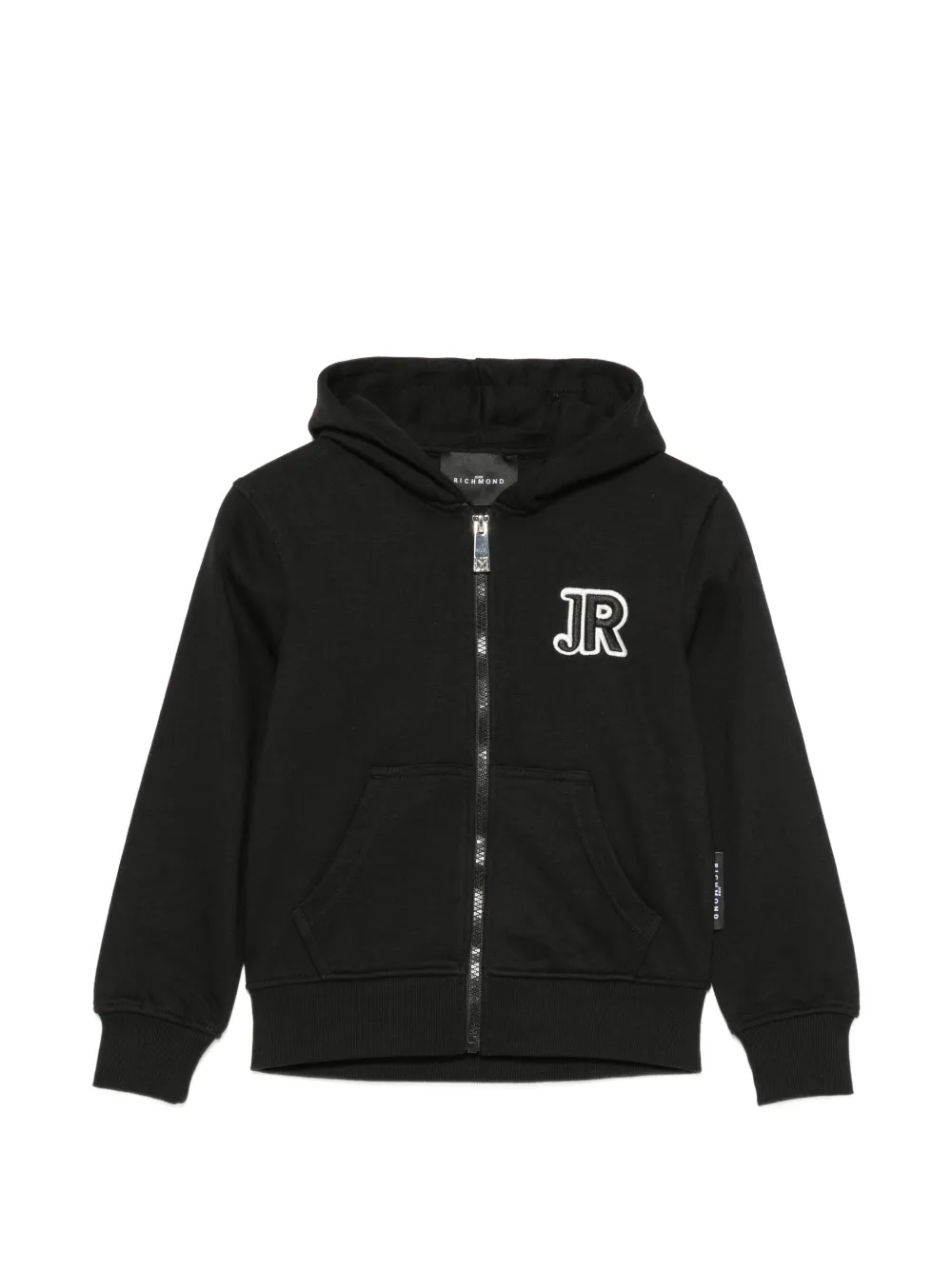 John Richmond Junior logo-patch zip-fastening hoodie - Nero