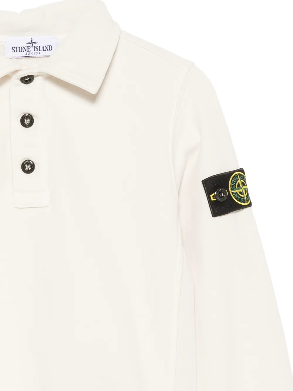 Stone Island Junior Poloshirt met logo-patch en knopen Beige