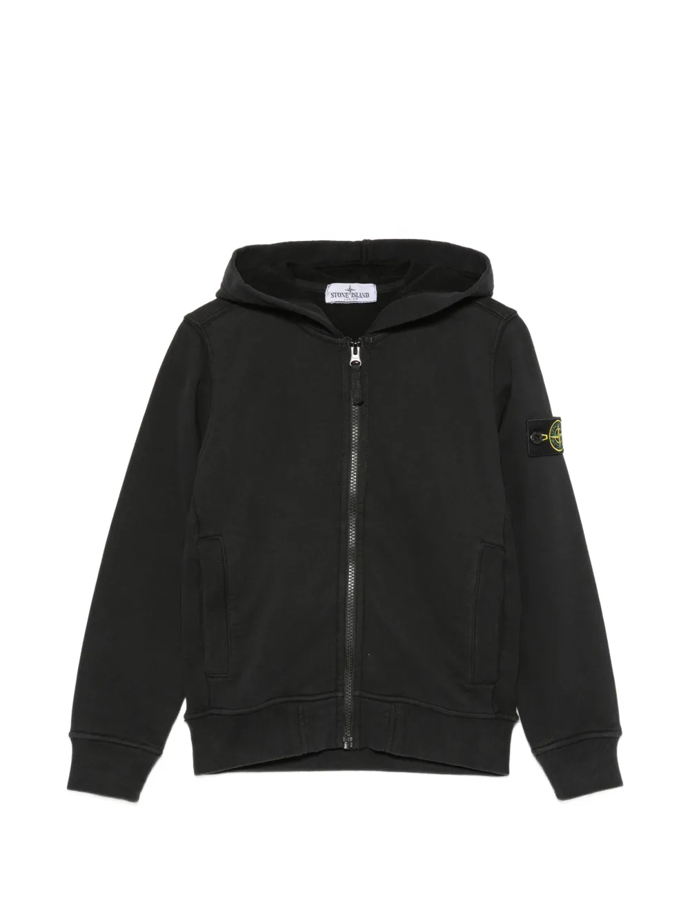 Stone Island Junior patch-detail zip-fastening hoodie - Nero
