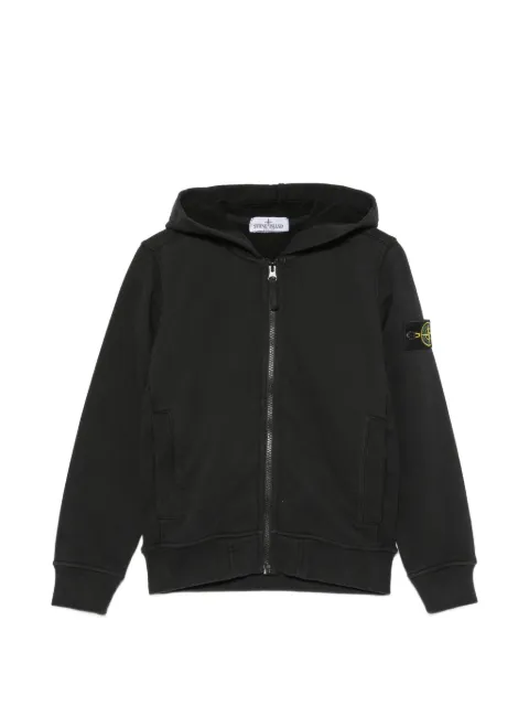 Stone Island Junior hoodie con cierre y parche del logo