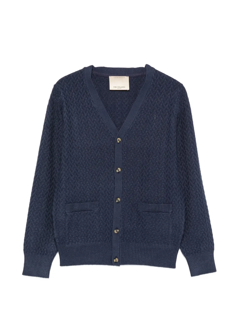 TRUSSARDI JUNIOR textured-knit button-up cardigan - Blu