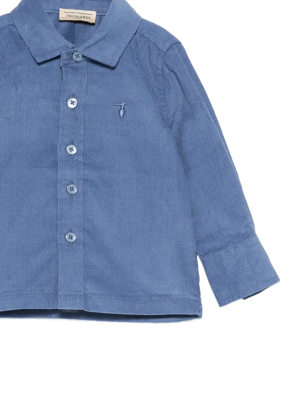TRUSSARDI JUNIOR Shirt met geborduurd logo en ribfluwelen effect Blauw