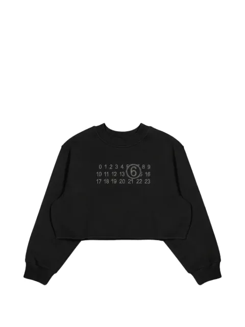 MM6 Maison Margiela Kids 라인스톤 장식 스웨트셔츠