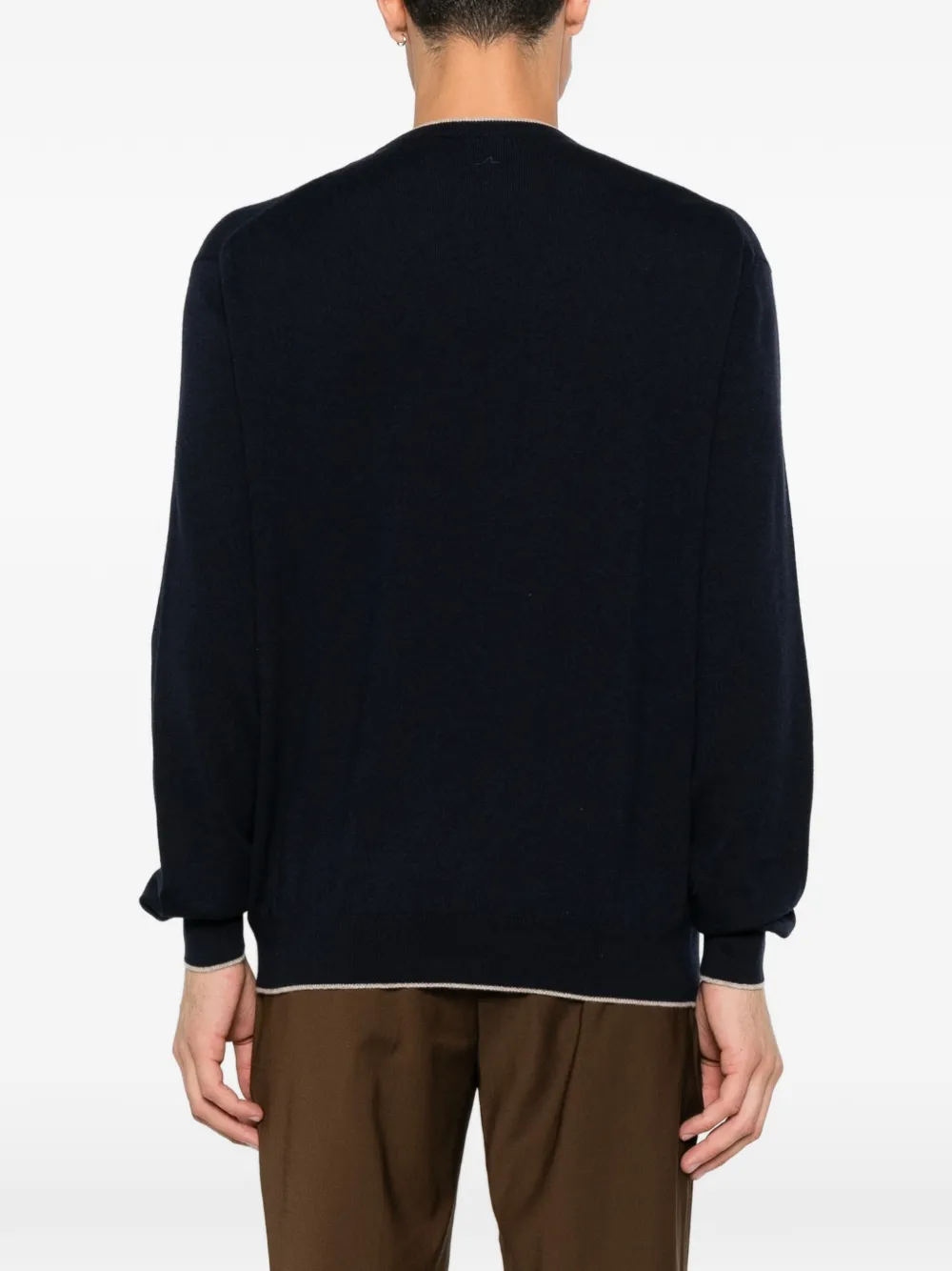 Paul & Shark contrast-trim cashmere sweater Blauw