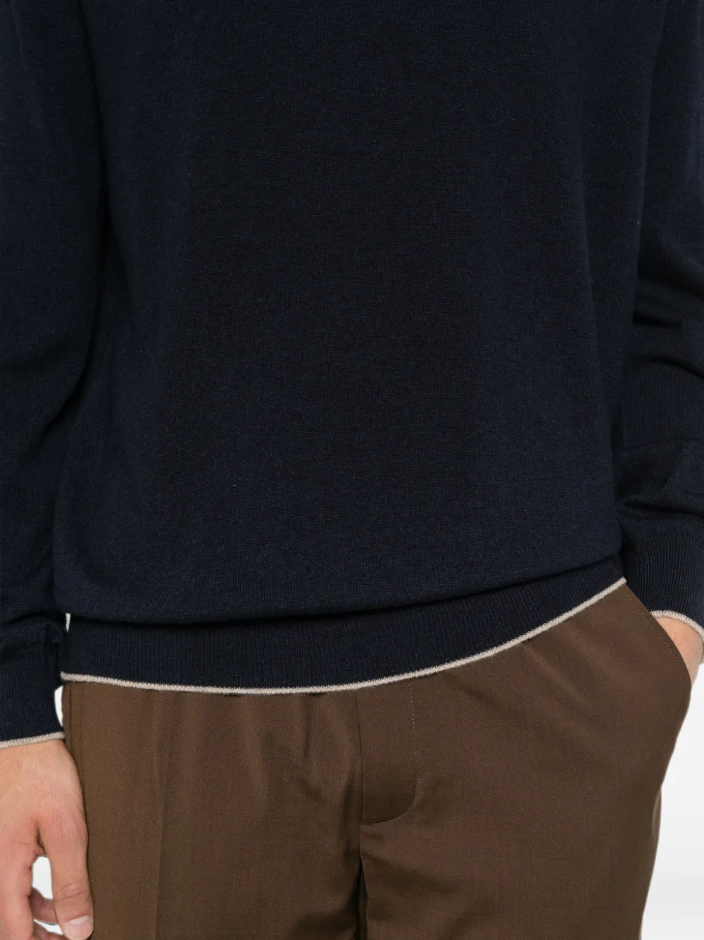 Paul & Shark contrast-trim cashmere sweater Blauw