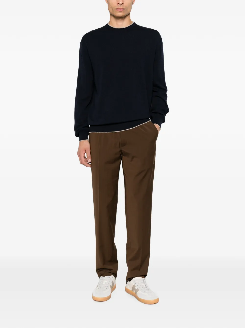 Paul & Shark contrast-trim cashmere sweater Blauw