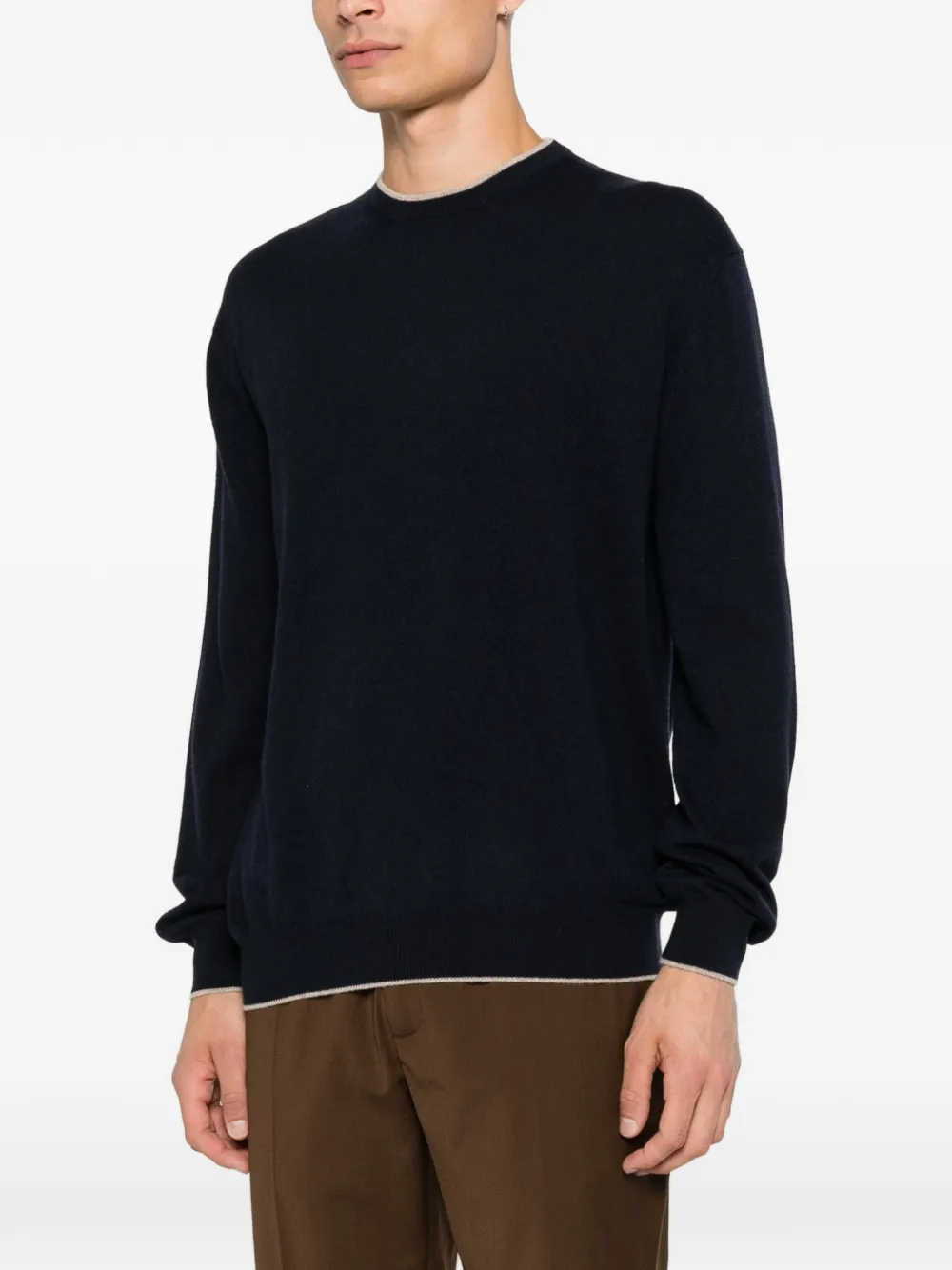 Paul & Shark contrast-trim cashmere sweater Blauw