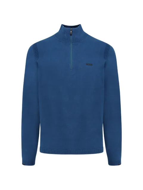 BOSS logo-patch half-zip sweater